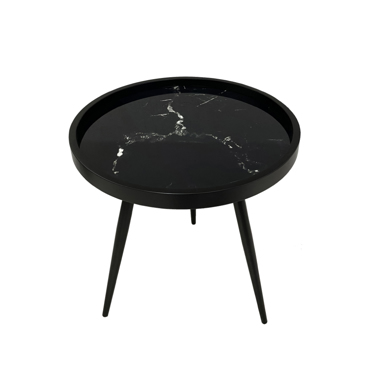 Liberta - Maison MARM Side Table Μαύρο με Pattern Φ49.5x52cm 04-0638