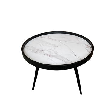 Liberta - Maison MARM Coffee Table MDF/Μεταλλικό Λευκό με Pattern/Μαύρο Φ60x45cm E1 04-0701