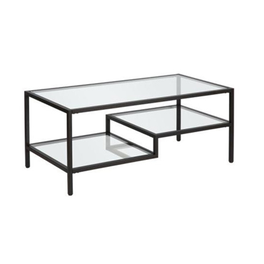 Liberta - Maison STEP Coffee Table Γυάλινο/Μεταλλικό Μαύρο 110x50x42cm 04-0807