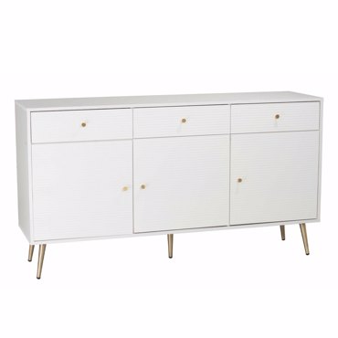 Liberta - Maison ZIZEL Μπουφές Λευκός με Pattern/Χρυσός με 3 Πόρτες και 3 Συρτάρια 150x40x80cm 05-0758