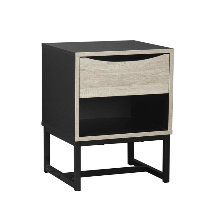 Liberta - Maison EDGE Komodino Mavro/Sonoma me 1 Surtari 39x35x50cm 09-1107