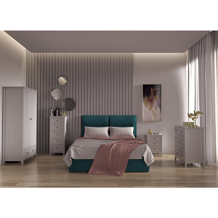 Liberta - Maison FRENCH Κομοδίνο Γκρι Ανοιχτό με 3 Συρτάρια 46x39.5x61.5cm 09-1446 Liberta - Maison FRENCH Komodino Ggri Anoixto me 3 Surtaria 46x39.5x61.5cm 09-1446