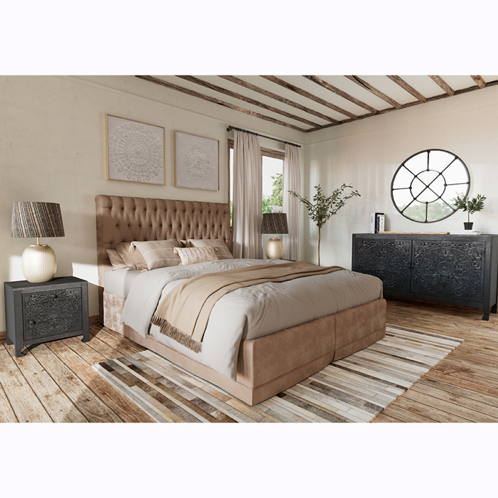 Liberta - Maison VOLCANO Komodino Mavro me 1 Porta kai 1 Surtari 50x40x50cm 09-1488