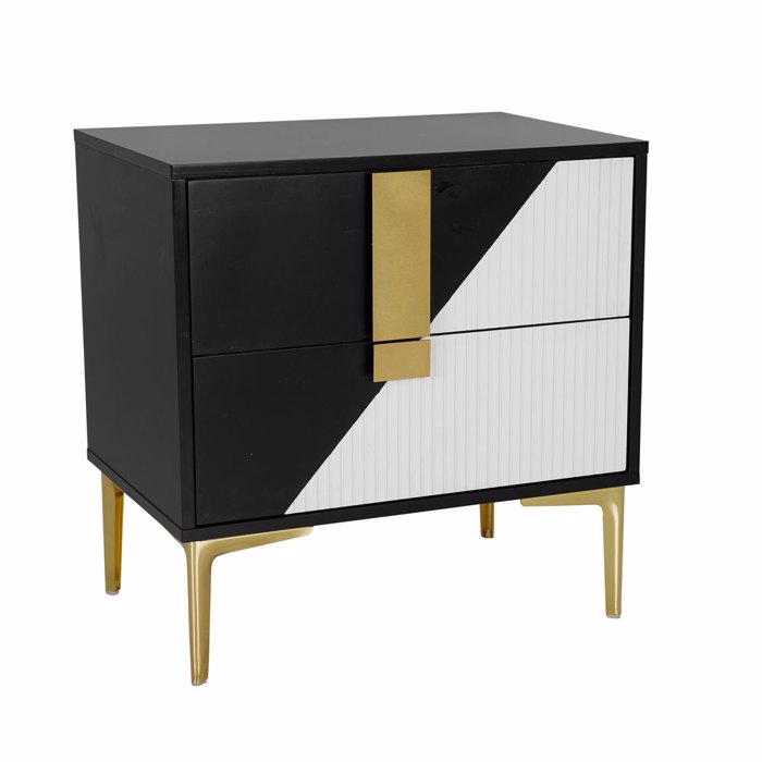 Liberta - Maison NEW YORK Κομοδίνο Λευκό/Μαύρο 60x40x60cm 09-1961 Liberta - Maison NEW YORK Komodino Lefko/Mavro 60x40x60cm 09-1961