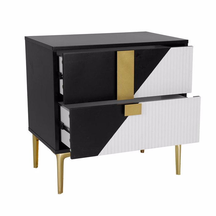 Liberta - Maison NEW YORK Κομοδίνο Λευκό/Μαύρο 60x40x60cm 09-1961 Liberta - Maison NEW YORK Komodino Lefko/Mavro 60x40x60cm 09-1961