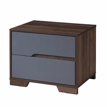 Liberta - Maison GROOVES Κομοδίνο Καρυδί/Γκρι με 2 Συρτάρια 60x45x47cm 09-2045