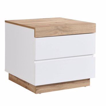 Liberta - Maison CASA Κομοδίνο Λευκό/Φυσικό με 2 Συρτάρια 50x50x50cm 09-2049