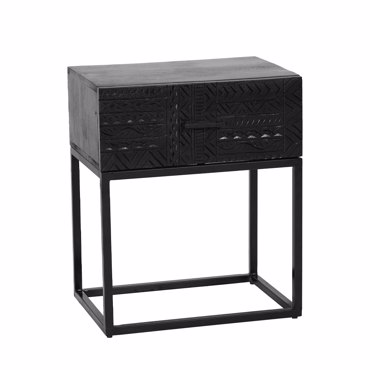 Liberta - Maison AZTEC Κομοδίνο Μαύρο με 1 Συρτάρι 50x35x60cm 09-2094