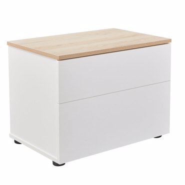 Liberta - Maison LUCIDO Κομοδίνο με 2 Συρτάρια Λευκό Oak/Φυσικό 58x39x44.5cm 09-2130