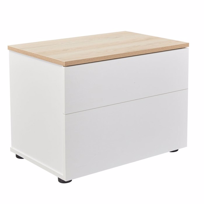 Liberta - Maison LUCIDO Komodino me 2 Surtaria Lefko Oak/Fusiko 58x39x44.5cm 09-2130