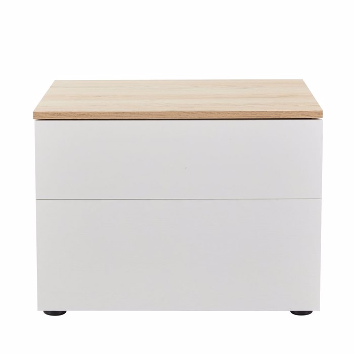 Liberta - Maison LUCIDO Komodino me 2 Surtaria Lefko Oak/Fusiko 58x39x44.5cm 09-2130