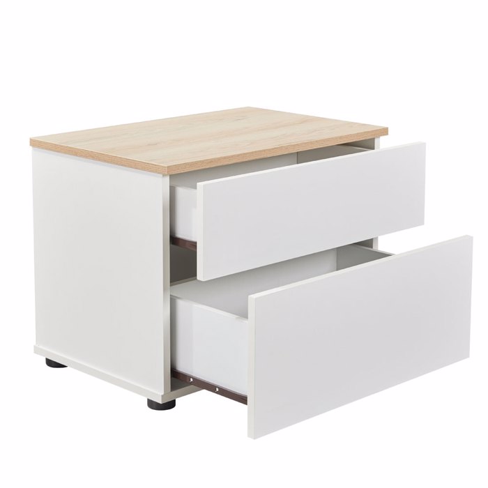Liberta - Maison LUCIDO Komodino me 2 Surtaria Lefko Oak/Fusiko 58x39x44.5cm 09-2130