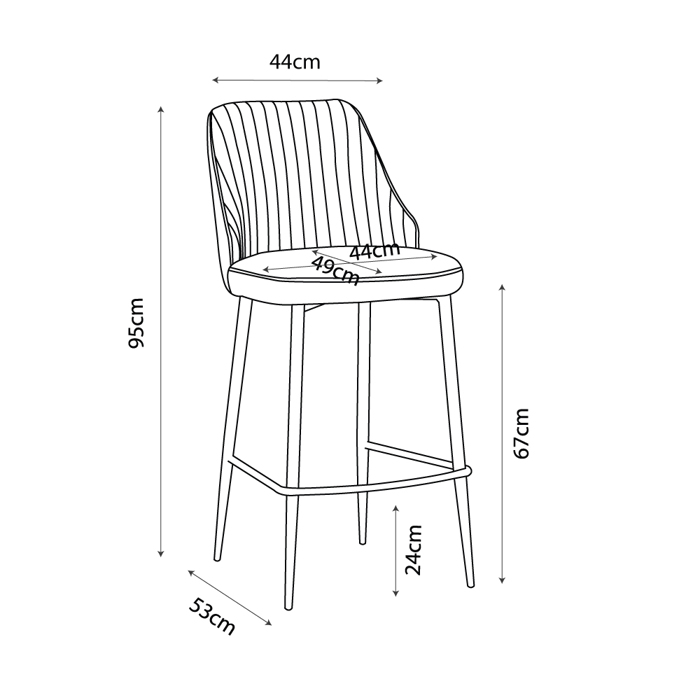 Liberta - Maison KING Σκαμπό Bar Μαύρο 44x53x95cm 26-0056 Liberta - Maison KING Skampo Bar Mavro 44x53x95cm 26-0056