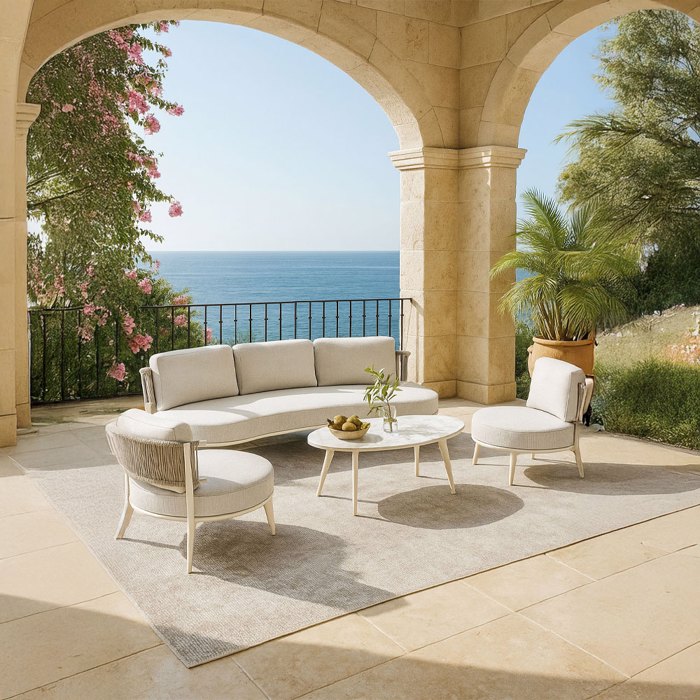 Liberta - Maison LA LUNA Set Saloni Exoterikou Xorou Off-White 218x87x68cm 49-0004