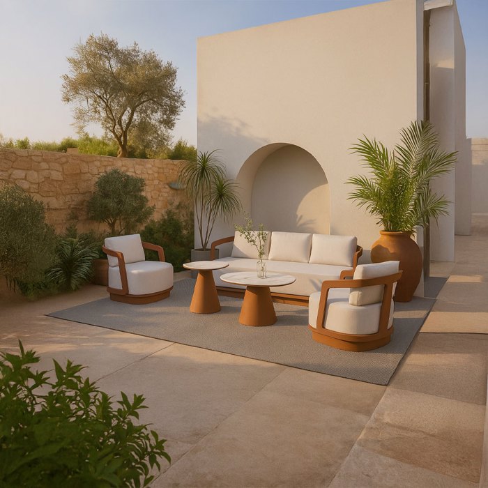 Liberta - Maison TORRE Set Saloni Exoterikou Xorou Terracotta 198x81x66cm 49-0007