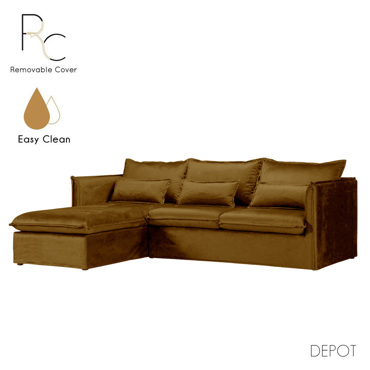 Liberta - Maison ONE ONLY Καναπές Χρυσός με Αριστερή Γωνία 258x180x90cm 71-0071