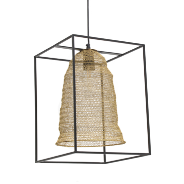 Inart Φωτιστικό Οροφής Μεταλλικό Μαύρο Χρυσό 30X30X40 E27 3-10-650-0001