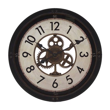 Inart Ρολόι Τοίχου PL Αντικέ Μαύρο Εκρού Δ50Χ5 3-20-828-0114