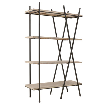 Inart Ραφιέρα Μεταλλική Ξύλινη Μαύρη Natural 100Χ38Χ160 3-50-812-0087