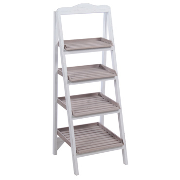 Inart Σκάλα Ραφιέρα Ξύλινη Λευκή Μπεζ 37X35X97 3-50-913-0004