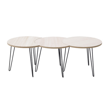 Inart Σετ 3 Τραπεζάκια Σαλονιού Πολυμορφικό Ξύλινο Μεταλλικό Natural Μαύρο 107X45X36 6-50-094-0001