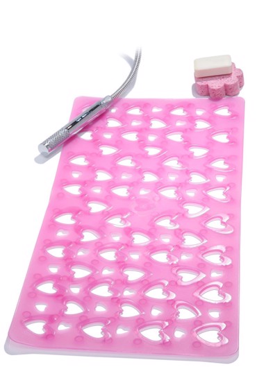 Dimitracas Πατάκι Αντιολισθητικό Ροζ 'Hearts' 37x71cm  00052.007