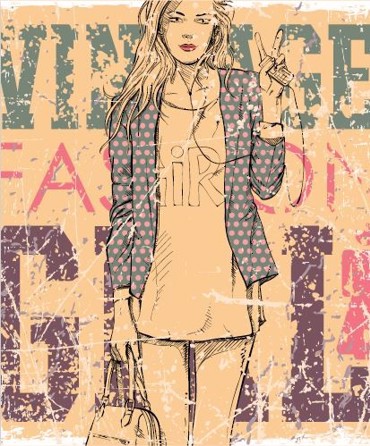 Ρόλερ με Ψηφιακή Εκτύπωση 'Vintage Fashion Girl' E382