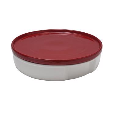 Πυρίμαχο Σκεύος Στρογγυλό Λευκό με Κοκκίνο Καπάκι 30εκ BEN7001 Espiel