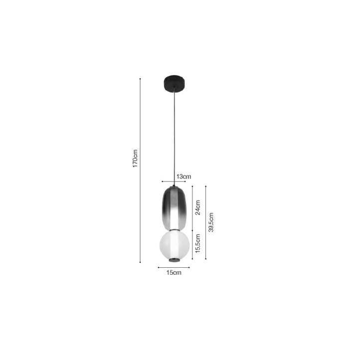 Inlight Kremasto Fotistiko apo Mavro Metallo kai Gyali 25W 3000K F15x39.5m (4071)