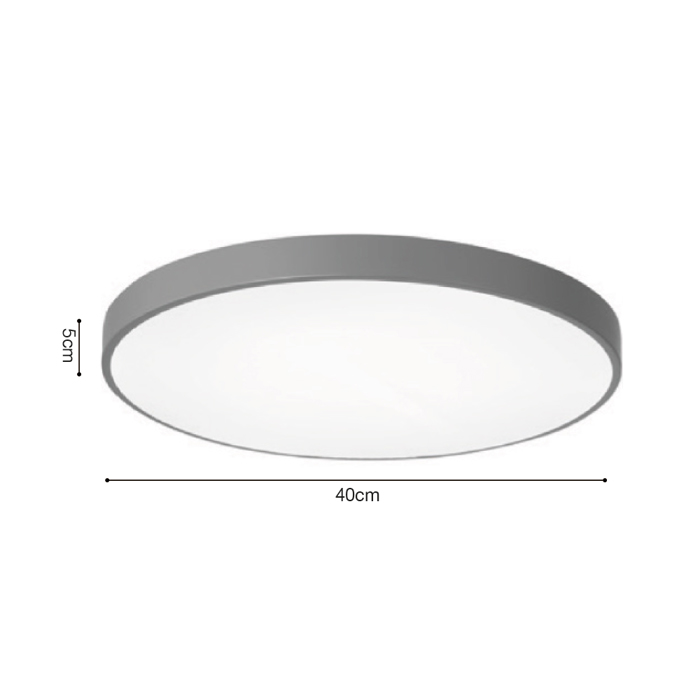 InLight Plafoniera Orofis LED 24W 3CCT apo Ggri Metallo kai Akruliko F30x5cm (42035-D-Gray)