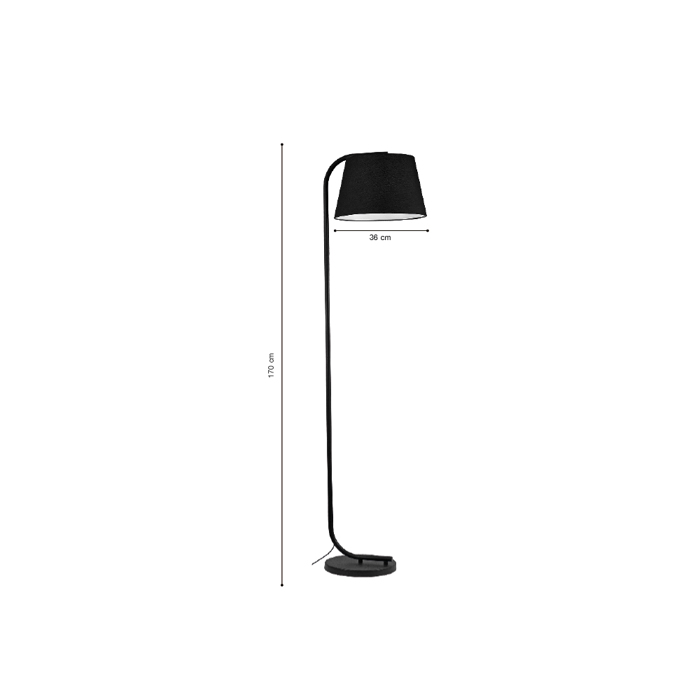 InLight Epidapedio Fotistiko apo Mavro Metallo Monofoto E27 36x170cm (45027-Black)