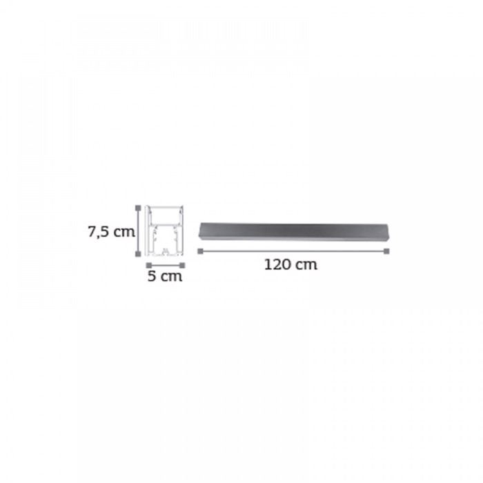 InLight Kremasto Fotistiko LED 40W 3CCT (By Switch) Mavro apo Alouminio 120cm (6072-120-BL)