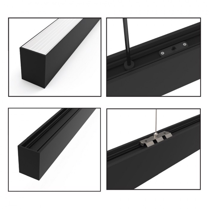 InLight Kremasto Fotistiko LED 40W 3CCT (By Switch) Mavro apo Alouminio 120cm (6072-120-BL)