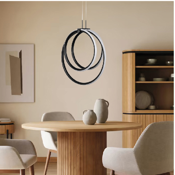 InLight Kremasto fotistiko LED 40W 3CCT (by switch on base) se mavro xroma D:38cm (6080-BL)