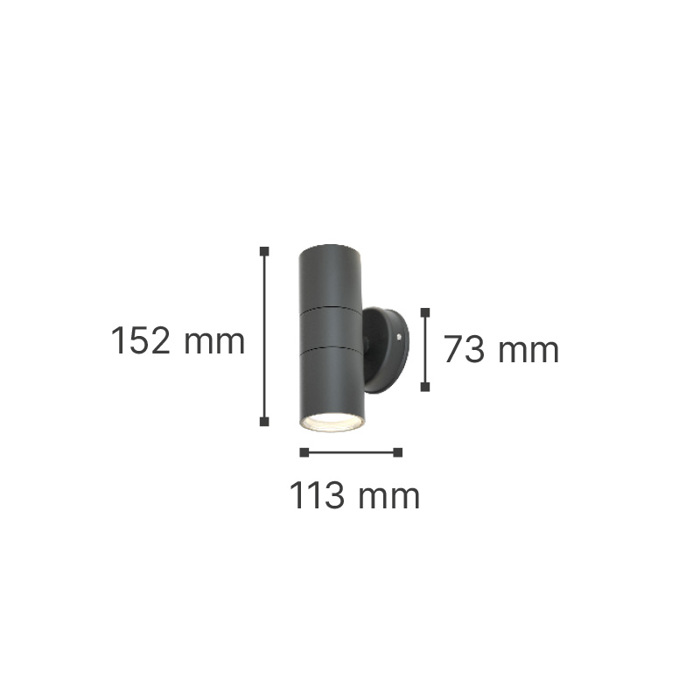 ItLighting Aplika Ex. Xorou 'Ouachita' Up-Down ABS Anthraki 2xGU10 7.3x11.3x15.2cm 80200644