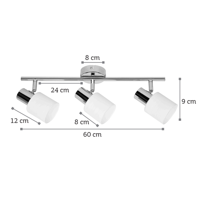 InLight Epitoixio spot apo metallo se oxunte apoxrosi 3xE14 60cm (9065-3F-Oxunte)