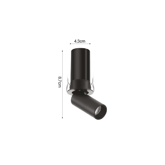 Inlight Downlight Spot 5W 3CCT se Mavri Apoxrosi 4.3x8.7cm (X00170B)