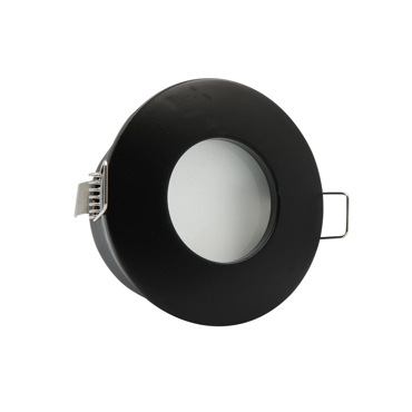 InLight Χωνευτό σποτ από μαύρο μέταλλο 1XGU10 IP44 Φ8cm (Χ0008-BL)