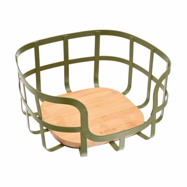 Estia Φρουτιέρα από Bamboo σε Φυσική Απόχρωση και Λαδί Ατσάλι Φ24x12.7cm 01-14162