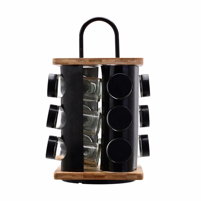 Estia Basi Baxarikon Bamboo Essentials Peristrefomeni Mavri me 12 Gyalina Doxeia 16x16x21.5cm 01-14650