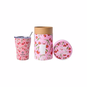 Estia Θερμός Coffee Mug ''Save the Aegean'' 350ml Cherry Rose 01-16876