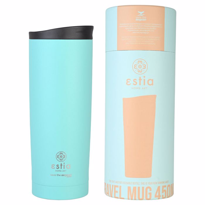 ESTIA Thermos Inox Travel Mug Save the Aegean 450ml Bermuda Green 01-20330