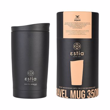 ESTIA Θερμός Inox Travel Mug Save the Aegean 350ml Midnight Black 01-20361