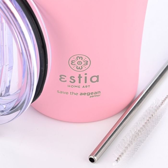 Estia Θερμός Coffee Mug SAVE THE AEGEAN 500ml Blossom Rose 01-23157 Estia Thermos Coffee Mug SAVE THE AEGEAN 500ml Blossom Rose 01-23157