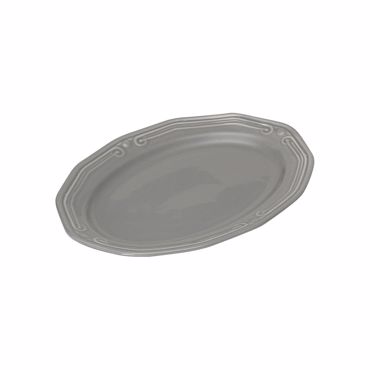 Estia Πιατέλα Οβάλ Athénée Πορσελάνινη Ανάγλυφη 25cm Γκρί 07-13691
