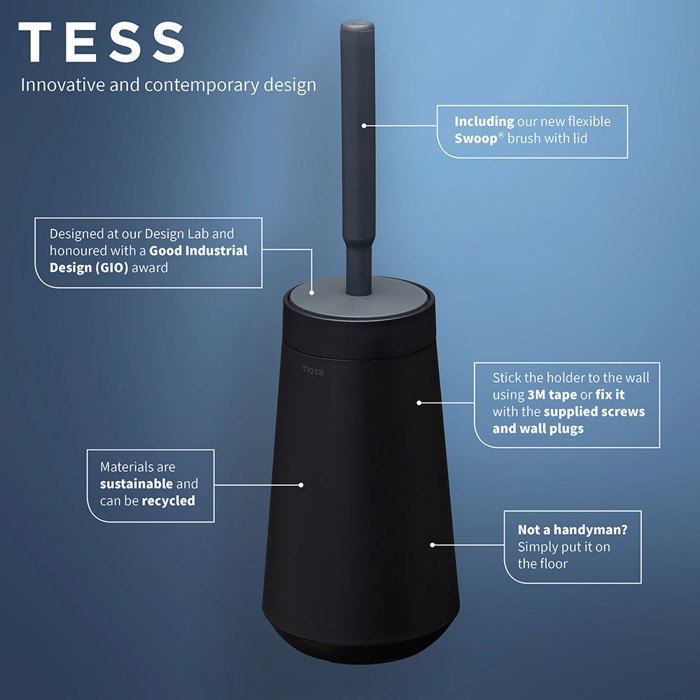 Tiger Tess Πιγκάλ με Εύκαμπτη Βούρτσα Swoop® Black / Anthracite 1329420746 Tiger Tess Piggal me Efkampti Bourtsa Swoop® Black / Anthracite 1329420746