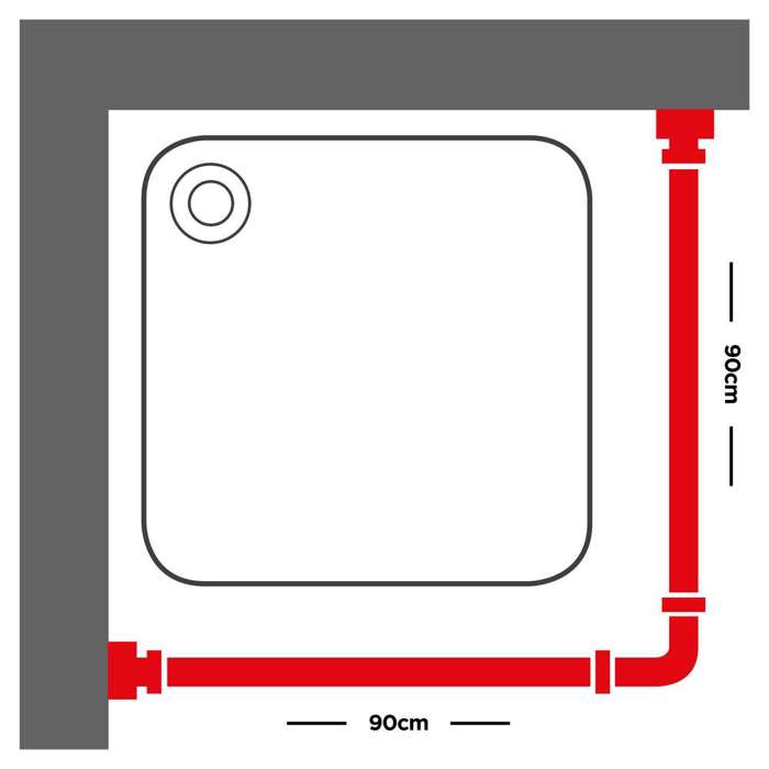 Sealskin 90x90 Ø 28 mm mat aluminum βραχίονας μπάνιου γωνιακός Sealskin 90x90 Ø 28 mm mat aluminum braxionas baniou gniakos
