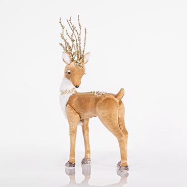 ESTHETI home Ελαφάκι Βελούδινο με Χρυσό Glitter και Χάντρες 45x18x29cm 600-44696