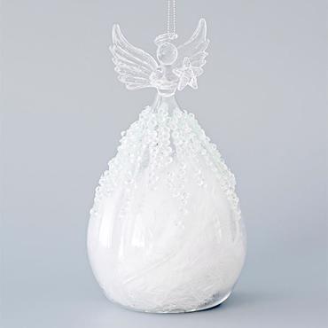 ESTHETI home Σετ των 2 Στολίδι Νεράιδα Γυάλινη με Πούπουλα 9.5x17cm 600-45196