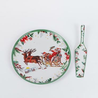 ESTHETI home Πιατέλα με Σπάτουλα και Χριστουγεννιάτικη Παράσταση 27cm 600-46499